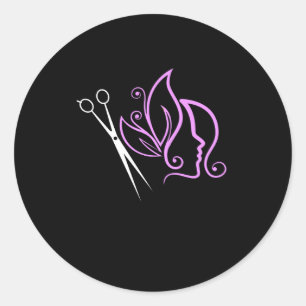 Sticker Rond Barber Shop Beauty Saloon Coiffeur Fairy