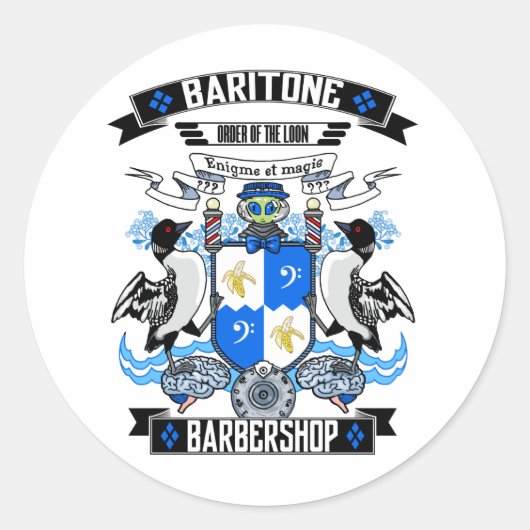 Sticker Rond Barbershop Baritone Armoiries (Devant)