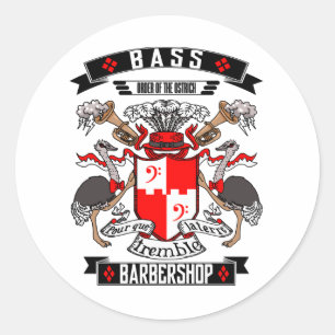 Sticker Rond Barbershop Bass Coat d'armoiries