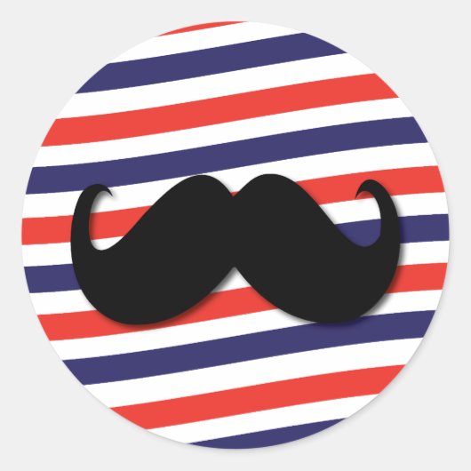 Sticker Rond Barbershop poteau strié moustache (Devant)