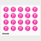 Sticker Rond Barbiecore Calligraphie Lettre Rose Chaud (Feuille)