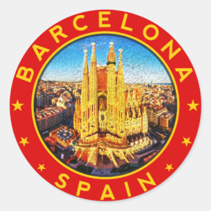 Sticker Rond Barcelone, Spain, circle, red