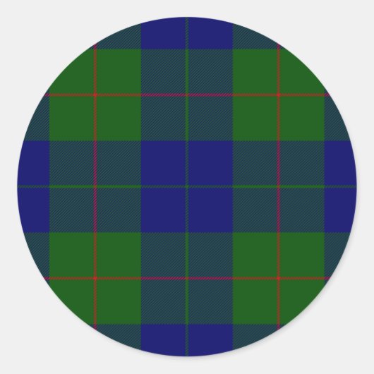 Sticker Rond Barclay tartan bleu vert plaid (Devant)