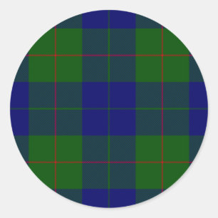 Sticker Rond Barclay tartan bleu vert plaid