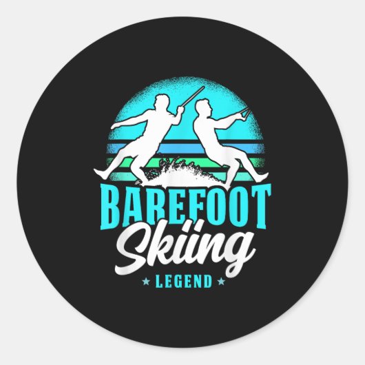 Sticker Rond Barefoot Skiing Legend Retro Style Water Sport Ski (Devant)