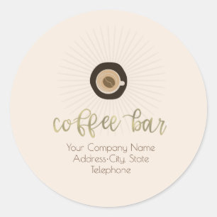 Sticker Rond Barista de salon de café Label Gold Business