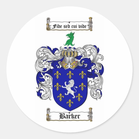 STICKER ROND BARKER FAMILLE CREST - BARKER COAT DES ARMES (Devant)