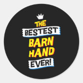 Sticker Rond Barn Hand, Funny Job Occupation (Devant)
