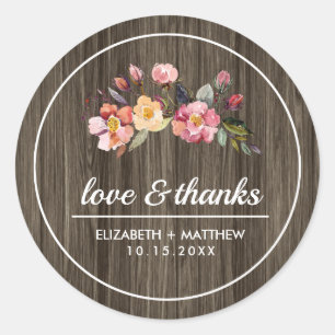 Sticker Rond Barn Wood Mariage de fleurs d'automne