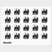 Sticker Rond Barne noire Blanc Bois rustique Mariage de ferme (Feuille)