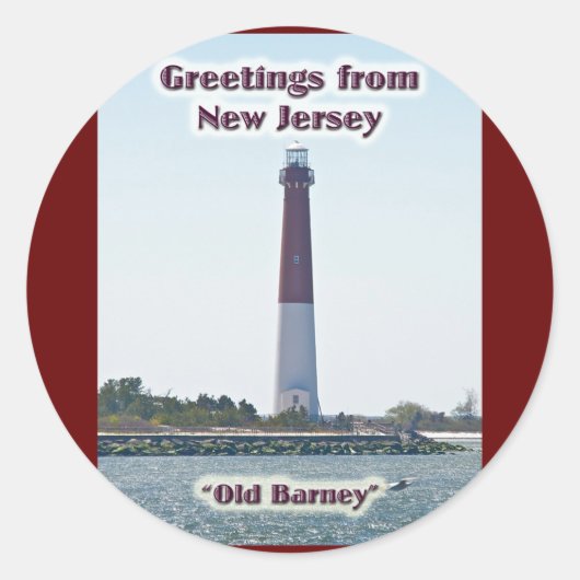Sticker Rond Barnegat Lighthouse NJ Salutations New Jersey (Devant)