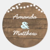Sticker Rond Barnwood Lights Aqua Personnalisé (Devant)