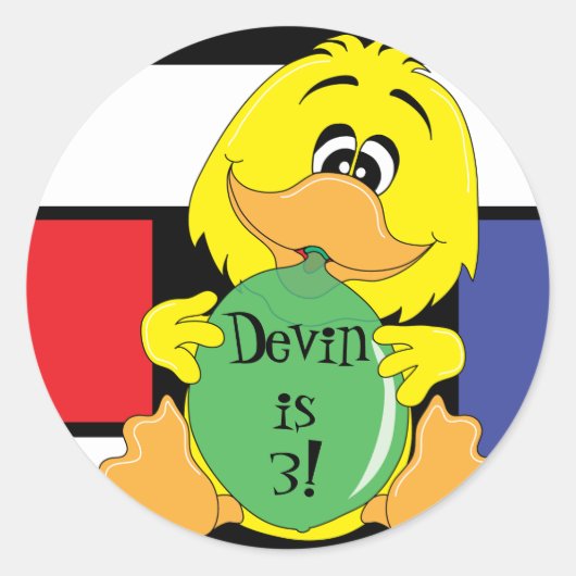 Sticker Rond Barnyard Duck fête d'anniversaire (Devant)