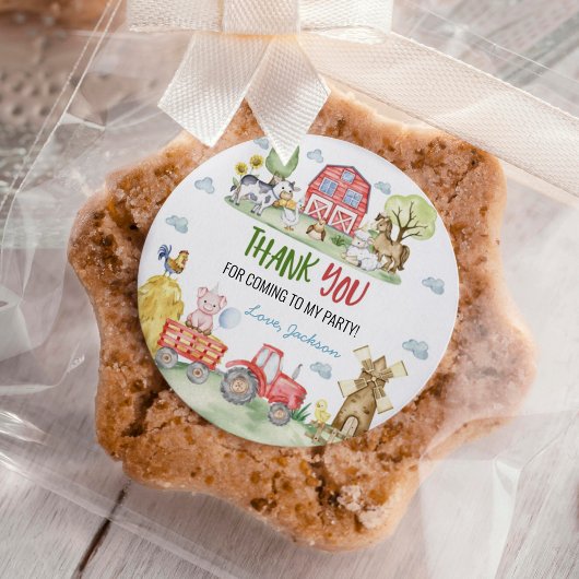 Sticker Rond Barnyard Farm Animals Birthday