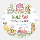 Sticker Rond Barnyard Farm Animals Birthday (Devant)