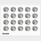Sticker Rond Barnyard, Lapins tirant chariot avec cadeaux, Hive (Feuille)