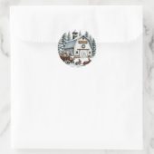 Sticker Rond Barnyard, Lapins tirant chariot avec cadeaux, Hive (Sac)