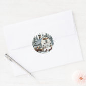 Sticker Rond Barnyard, Lapins tirant chariot avec cadeaux, Hive (Enveloppe)