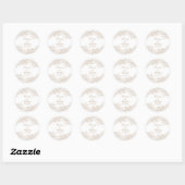 Sticker Rond Baroque Circulaire Golden Brown Logo Mariage (Feuille)