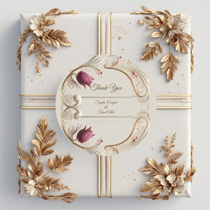 Sticker Rond Baroque Grandeur Or en Soft avec Tourbillon Floral