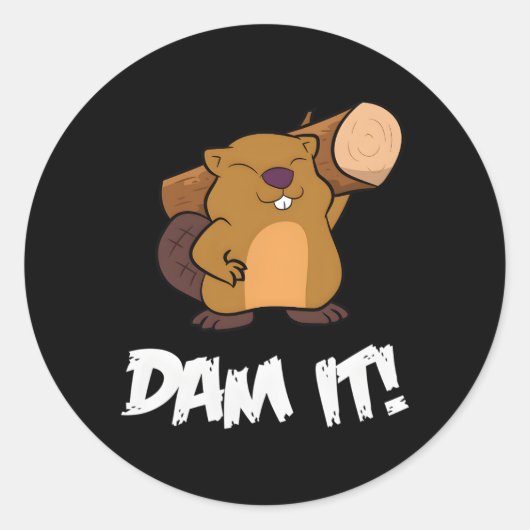 Sticker Rond Barrage Beaver It Rodent Barrage Beaver (Devant)