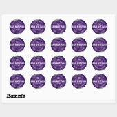 Sticker Rond Barre Mitzvah Moderne Aquarelle violet Silver (Feuille)