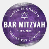 Sticker Rond Barre Mitzvah Moderne Aquarelle violet Silver (Devant)