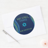 Sticker Rond Barre Mitzvah Shawl de prière bleue et verte (Enveloppe)
