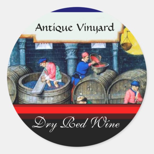 STICKER ROND BARREAUX DE VIN ROUGE VIGNE VIERGE (Devant)