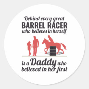 Sticker Rond Barrel Racer Rodéo Course Cheval équitation Drôle