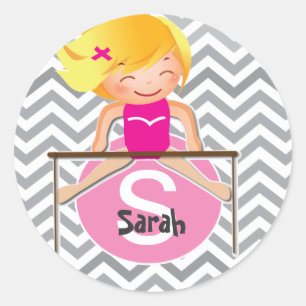 Sticker Rond Barres personnalisées de fille de gymnastique