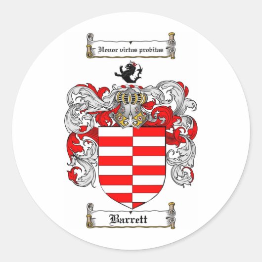 STICKER ROND BARRETT FAMILLE CREST - BARRETT COAT D'ARMES (Devant)