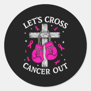 Sticker Rond Barrons le cancer Ruban rose Cancer du sein Boxe C