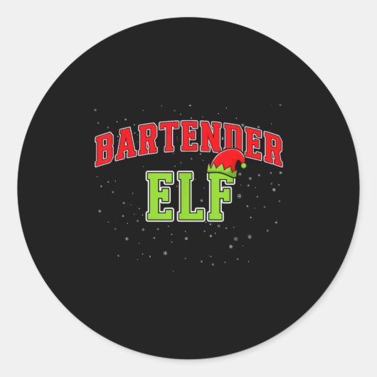 Sticker Rond Bartender Elf Christmas Family Matching Group Xmas (Devant)
