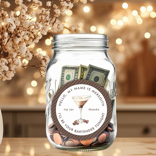 Sticker Rond Bartender Espresso Martini Tip Jar