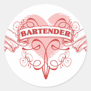 Sticker Rond Bartender Heart Graphic