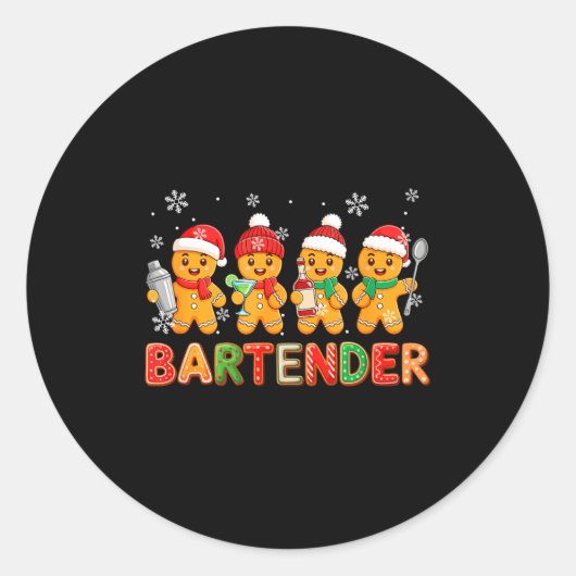 Sticker Rond Bartender Job Group Santa Gingerbreads Xmas Cookie (Devant)