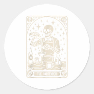 Sticker Rond Bartender Tarot Card Halloween Mixologue Barm