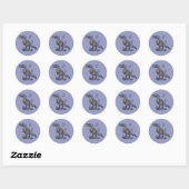 Sticker Rond Baryonyx bleu (Feuille)