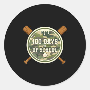 Sticker Rond Base-ball 100e jour d'école camouflage