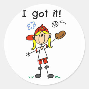 Sticker Rond Base-ball de filles je l'ai obtenu