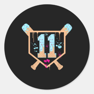 Sticker Rond Baseball 11 ans Glace Cream Drip 11e anniversaire