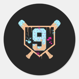 Sticker Rond Baseball 9 année Old Ice Cream Driam 9th Birthday 