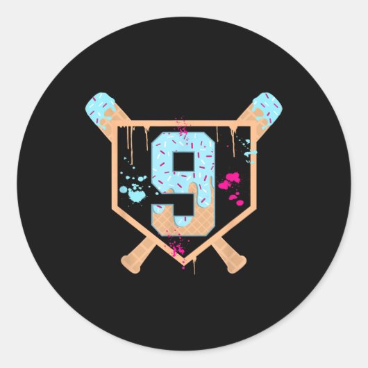 Sticker Rond Baseball 9 année Old Ice Cream Driam 9th Birthday  (Devant)