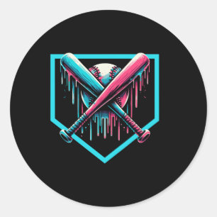 Sticker Rond Baseball Accueil Plate Driys Baseball Bat