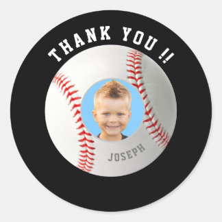 Sticker Rond Baseball Anniversaire Custom Photo Merci