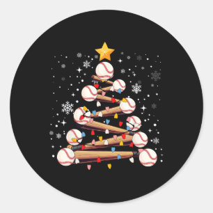 Sticker Rond Baseball Arbre de Noël Lumière Noël Garçons de bas