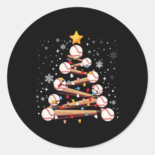 Sticker Rond Baseball Arbre de Noël Lumière Noël Garçons de bas (Devant)