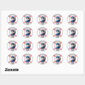 Sticker Rond Baseball Ball Kids Photo Anniversaire Merci (Feuille)