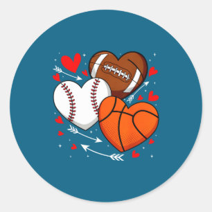Sticker Rond Baseball Basketball Football Cœur Mignon